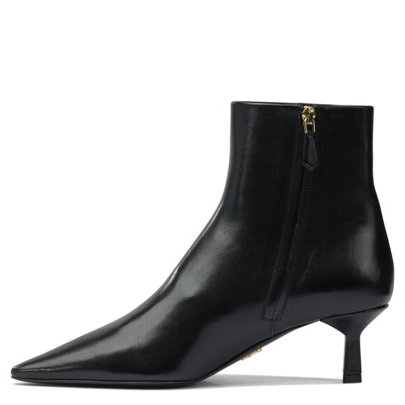 Prada Logo Leather Ankle Boots 30 Mm IT 40 Women - Picture 3 of 5